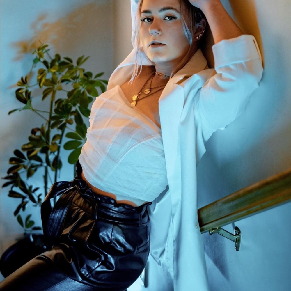 High Tie Waist Faux Leather Pants - Picture 5 of 5